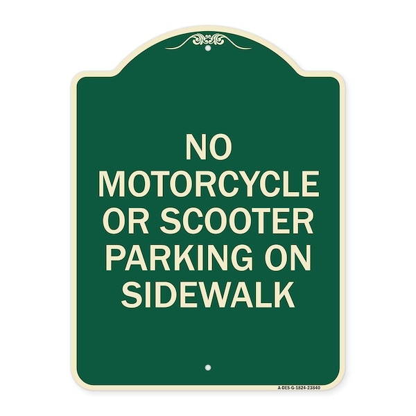 Signmission No Motorcycle or Scooter Parking on Sidewalk Heavy-Gauge Aluminum Sign, 24" x 18", G-1824-23840 A-DES-G-1824-23840 - main